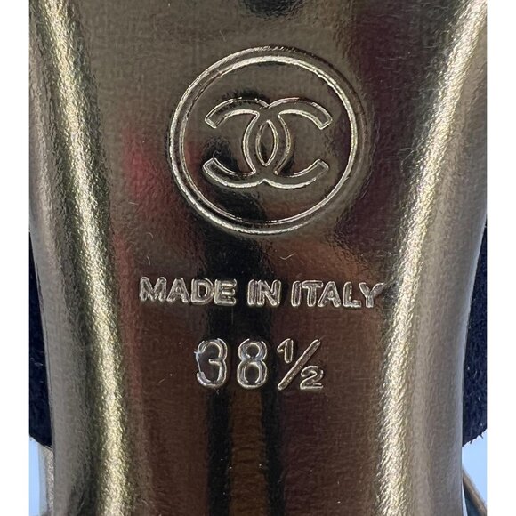 NWOT CHANEL Black Bow Cross Strap CC Logo Block Heel Sandals Size EU 38.5 - Picture 15 of 15